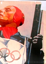 Detail of Olympic poster showing condition defects