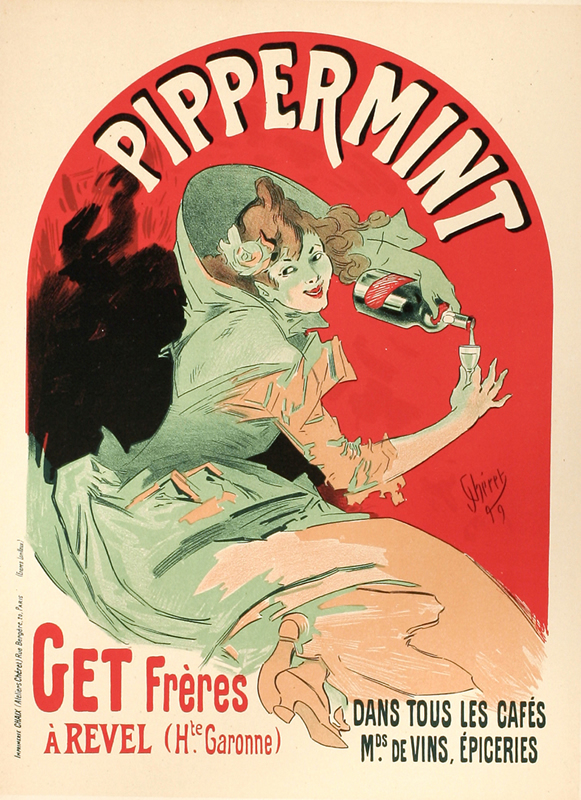 Woman looks over shoulder, pours drink into glass; red, green