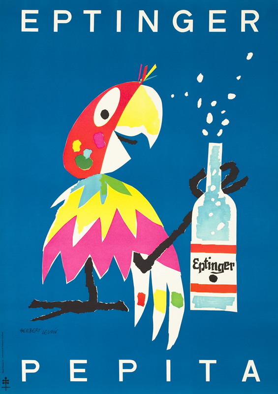 Parrot with Eptinger bottle; blue