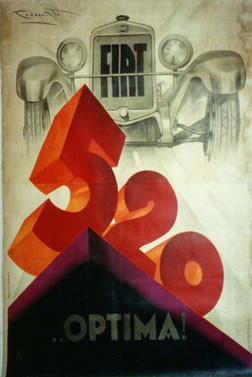 STYLIZED "520" ON PINNACLE, FRONT VIEW OF CAR; ORANGE, TAN