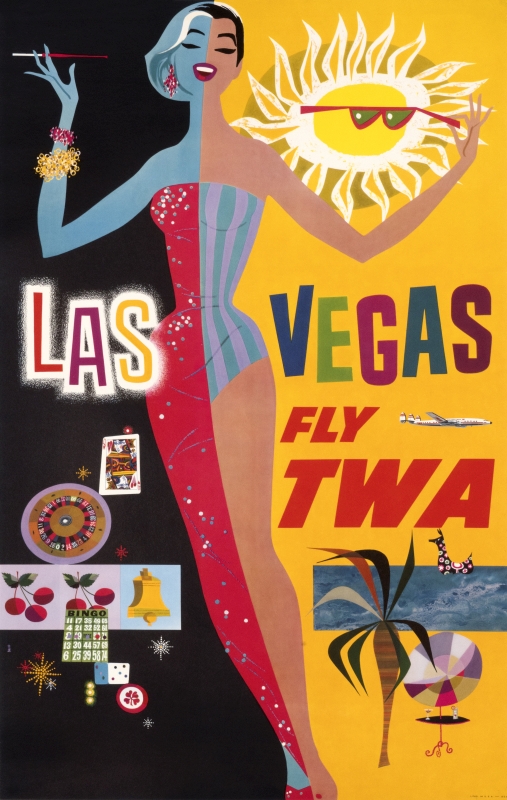 Stylish woman half in bath suit and half in gown, day and night; red, yellow, blue, black