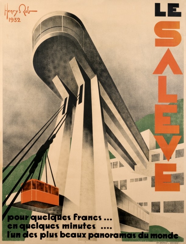 Huge view of funicular; orange, green, black